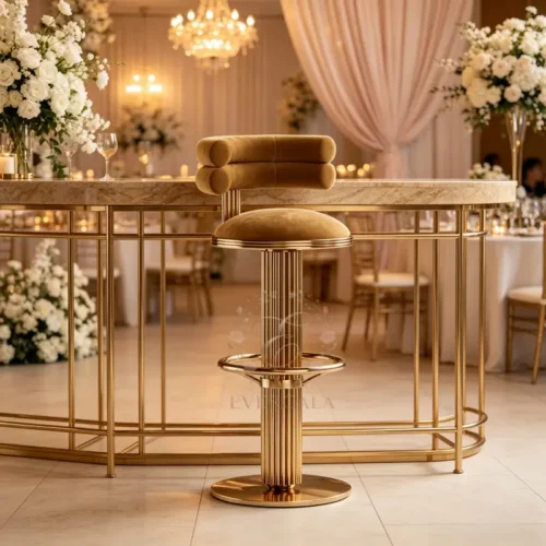simple gold metal bar stool beige cushion for wedding cocktail bar (1) simple gold metal bar stool beige cushion for wedding cocktail bar (1)