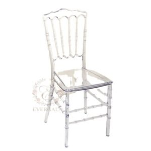 Wholesale stackable resin Napoleon chair featuring an elegant curved backrest pattern for luxury wedding banquet seating