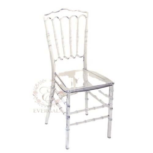 Wholesale stackable resin Napoleon chair featuring an elegant curved backrest pattern for luxury wedding banquet seating