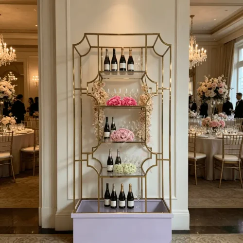 traditional chinese lattice gold wine rack display stand for wedding banquet (1) traditional chinese lattice gold wine rack display stand for wedding banquet (1)