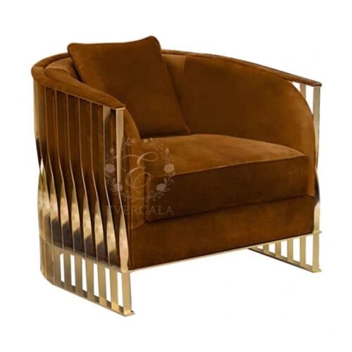Vintage brown upholstered single sofa, comfortable armchair for wedding banquet hotel lounge