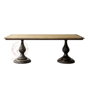 EverGala designer vintage French rectangle solid wood dining table with hand-carved details, perfect for luxury villas, boutique B&Bs, and upscale restaurant dining rooms.