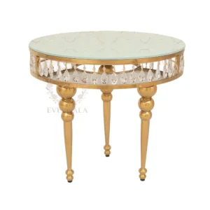 Factory price circular wedding cake table with elegant legs and Waterdrop acrylic EVERGALA