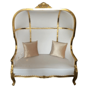 Luxury white gold canopy high back sofa for wedding photo booth