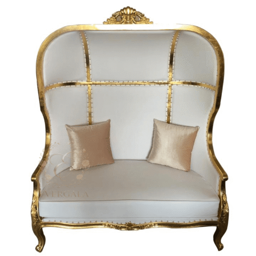 Luxury white gold canopy high back sofa for wedding photo booth