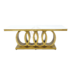 Luxury gold event table featuring a quadruple circle metal base, perfect for elegant banquet hall furniture